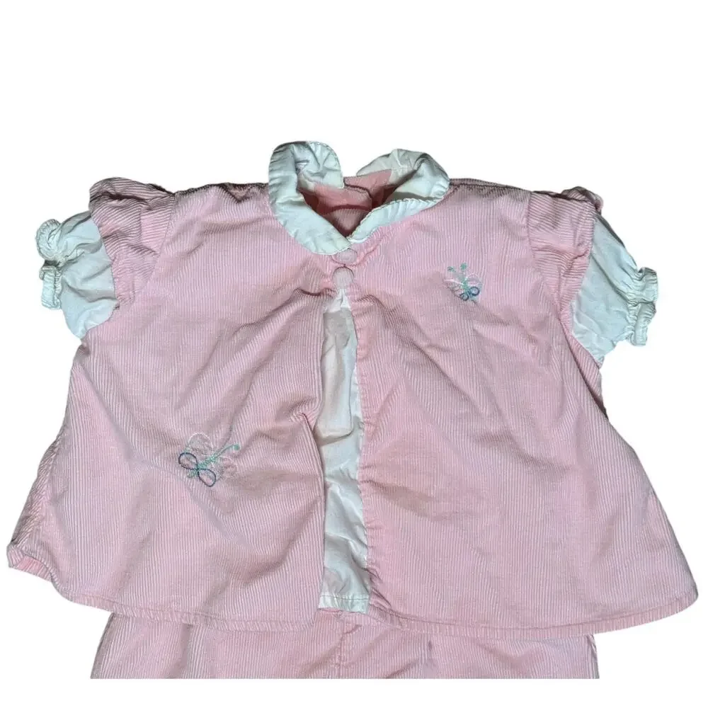 Vintage Wonderalls Corduroy Overall Outfit Set Toddler Girls XL 25-28‎ lbs Pink